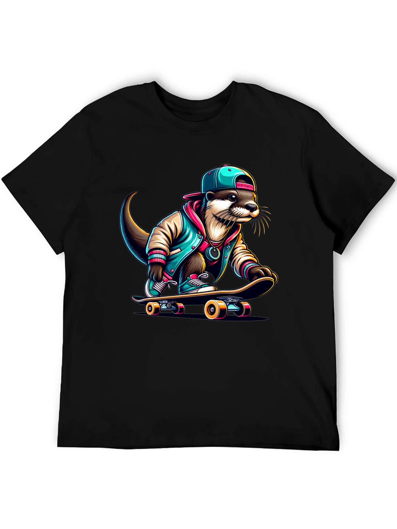 Cool Otter Skateboarder Graphic Tee