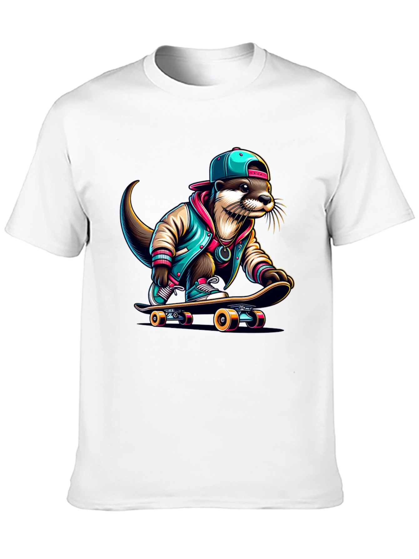 Cool Otter Skateboarder Graphic Tee