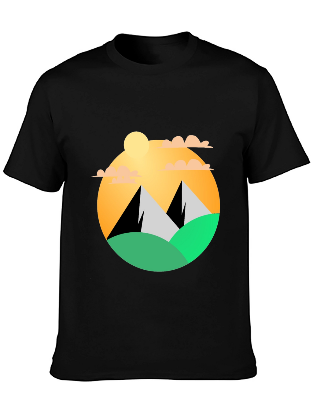 Mountainscape Graphic Tee - Black Cotton Blend