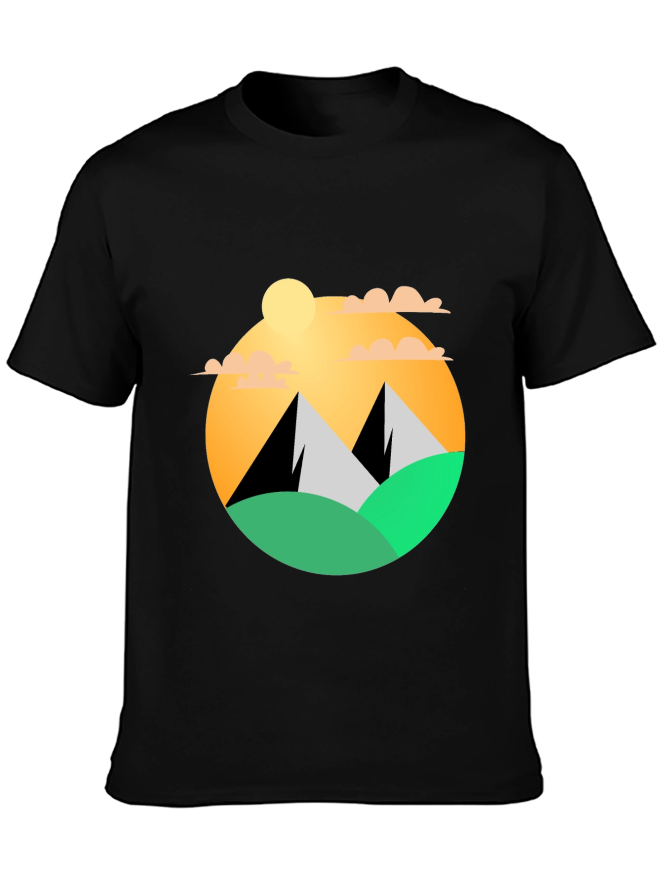 Mountainscape Graphic Tee - Black Cotton Blend