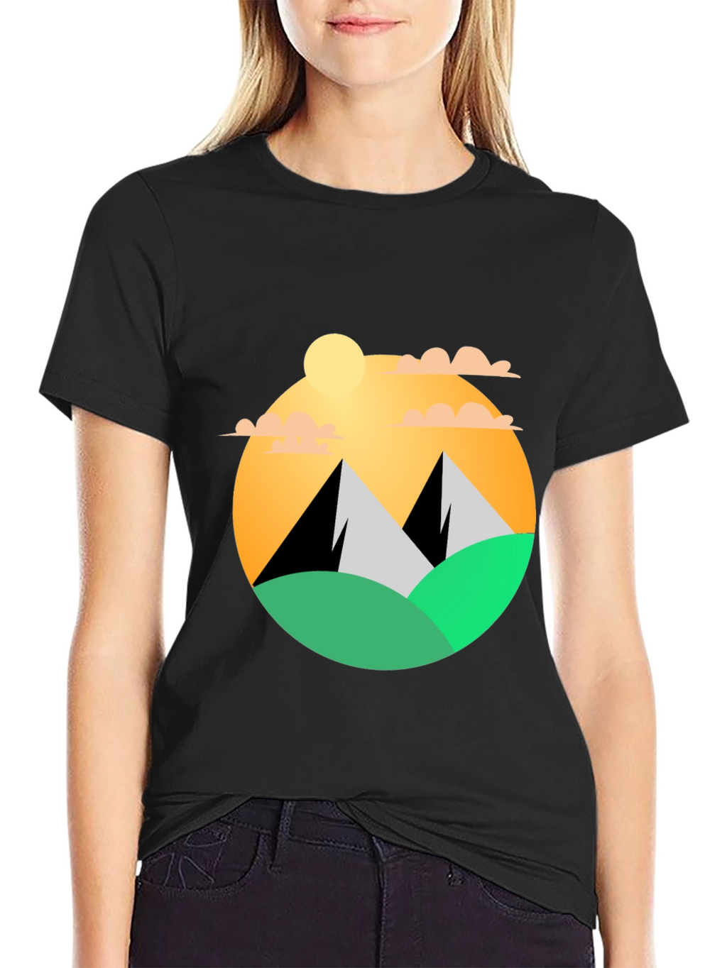 Mountainscape Graphic Tee - Black Cotton Blend