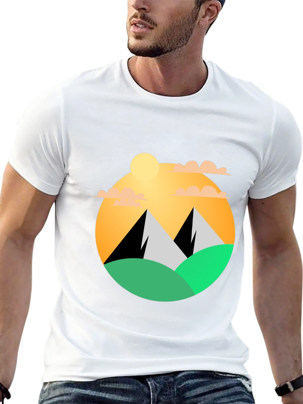 Mountainscape Graphic Tee - Black Cotton Blend