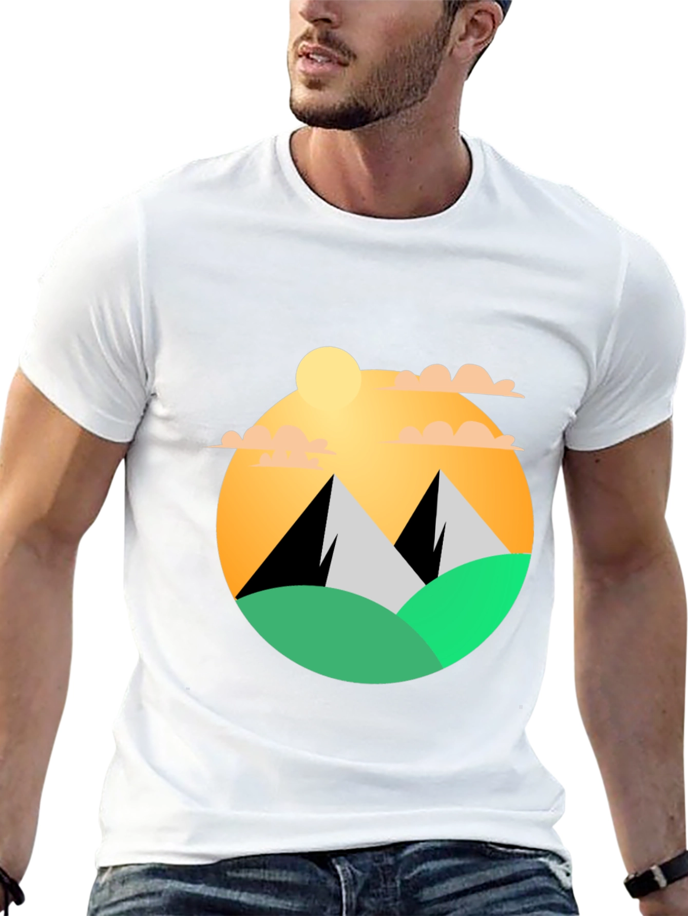 Mountainscape Graphic Tee - Black Cotton Blend