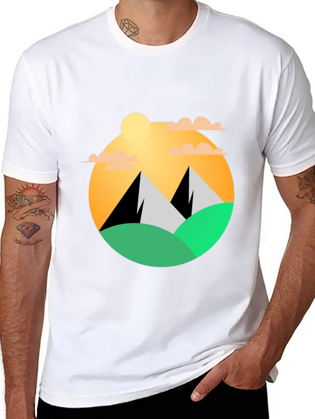 Mountainscape Graphic Tee - Black Cotton Blend