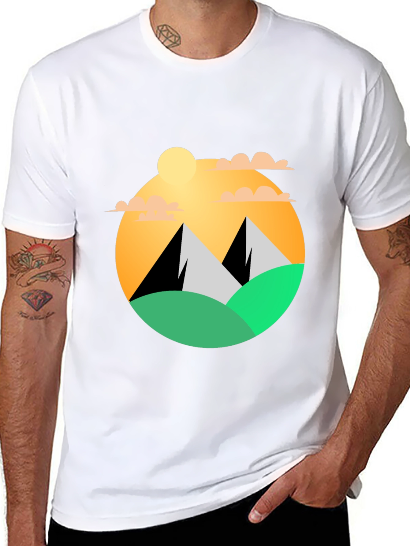 Mountainscape Graphic Tee - Black Cotton Blend