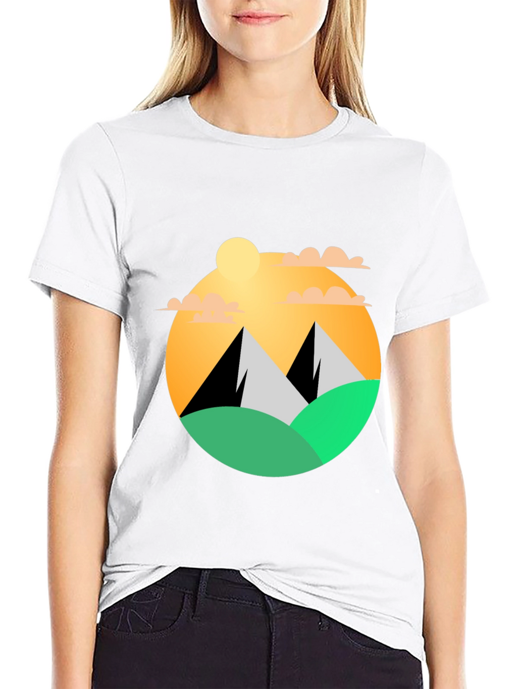 Mountainscape Graphic Tee - Black Cotton Blend