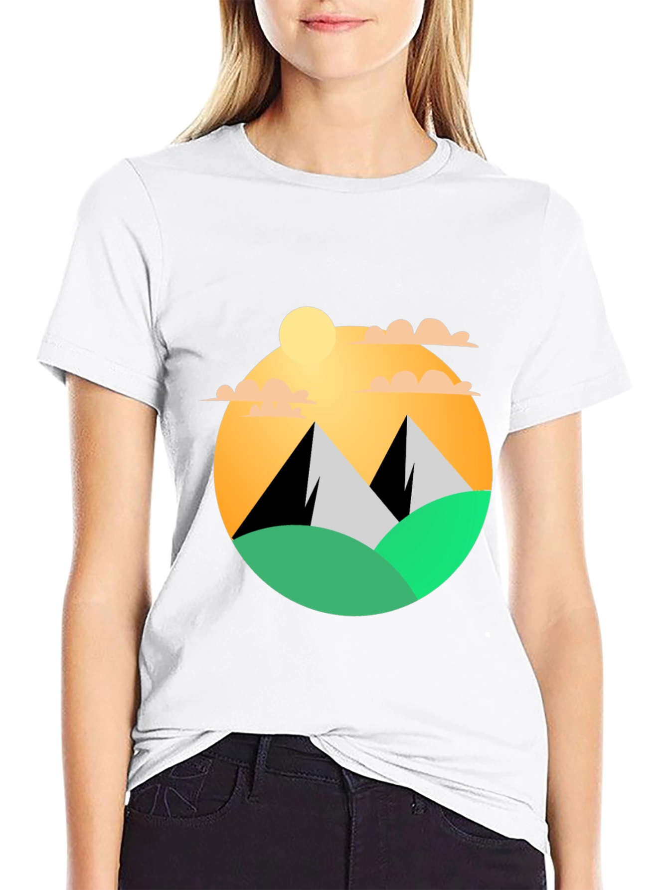 Mountainscape Graphic Tee - Black Cotton Blend