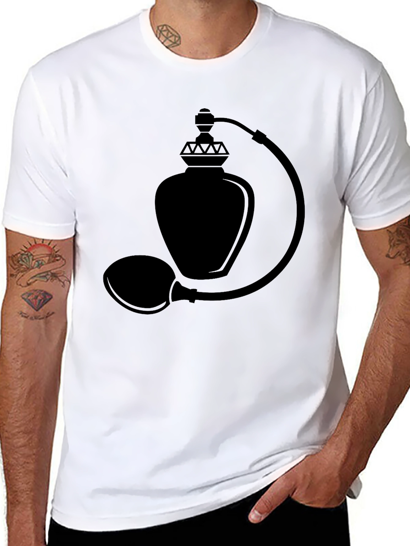 Elegant Black Perfume Bottle Graphic T-Shirt