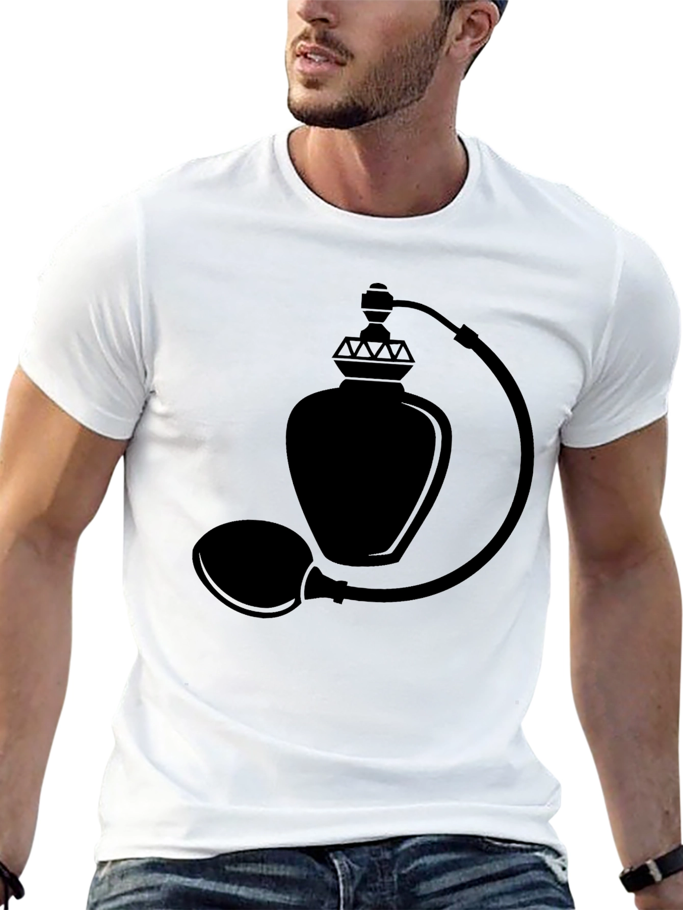 Elegant Black Perfume Bottle Graphic T-Shirt