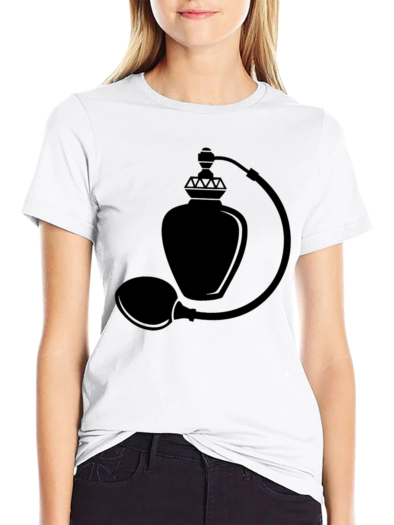 Elegant Black Perfume Bottle Graphic T-Shirt