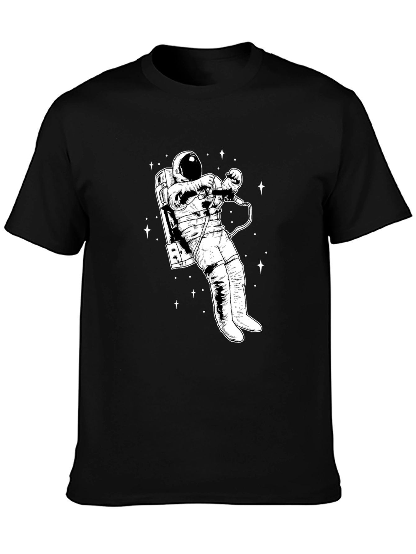 Astronaut Graphic T-Shirt - Black Crew Neck