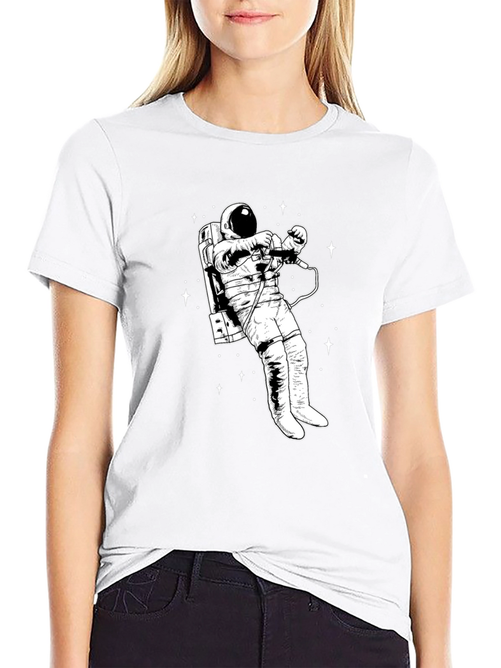 Astronaut Graphic T-Shirt - Black Crew Neck