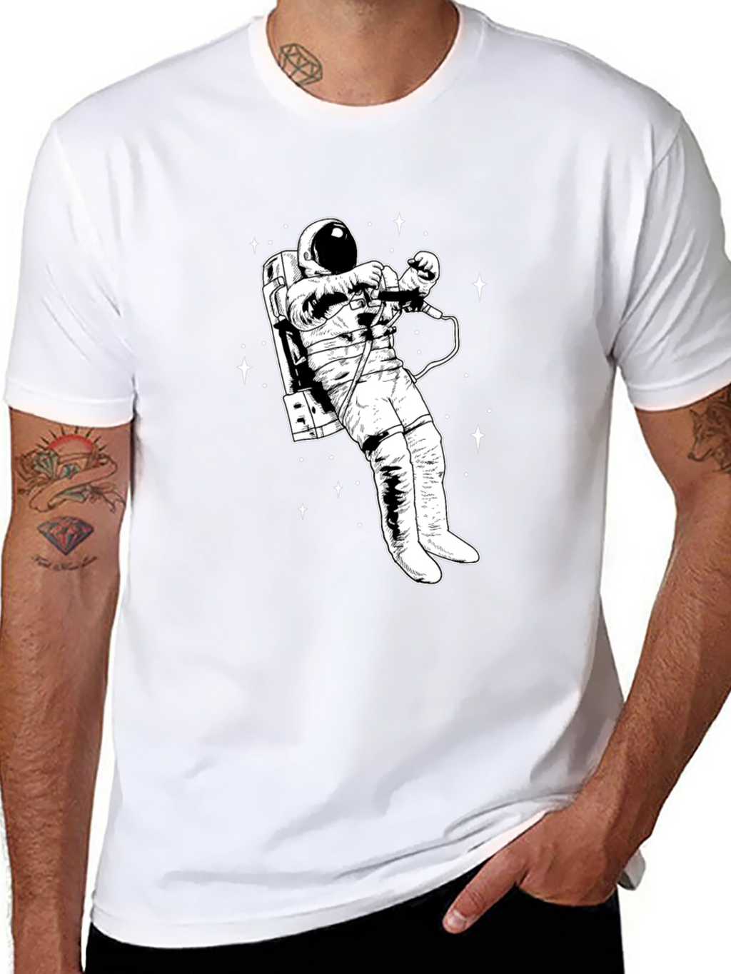 Astronaut Graphic T-Shirt - Black Crew Neck