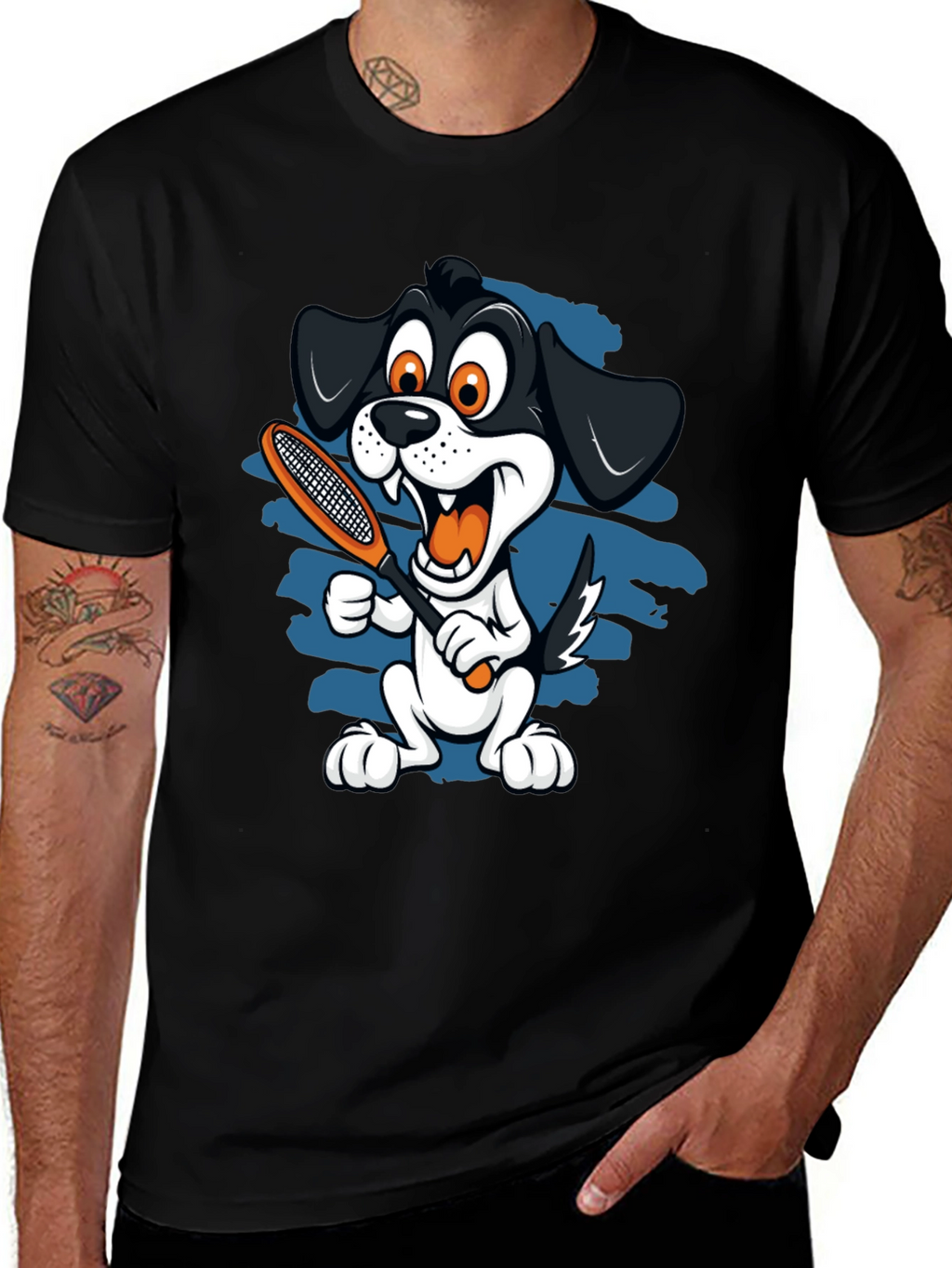 Cartoon Dog Tennis T-Shirt