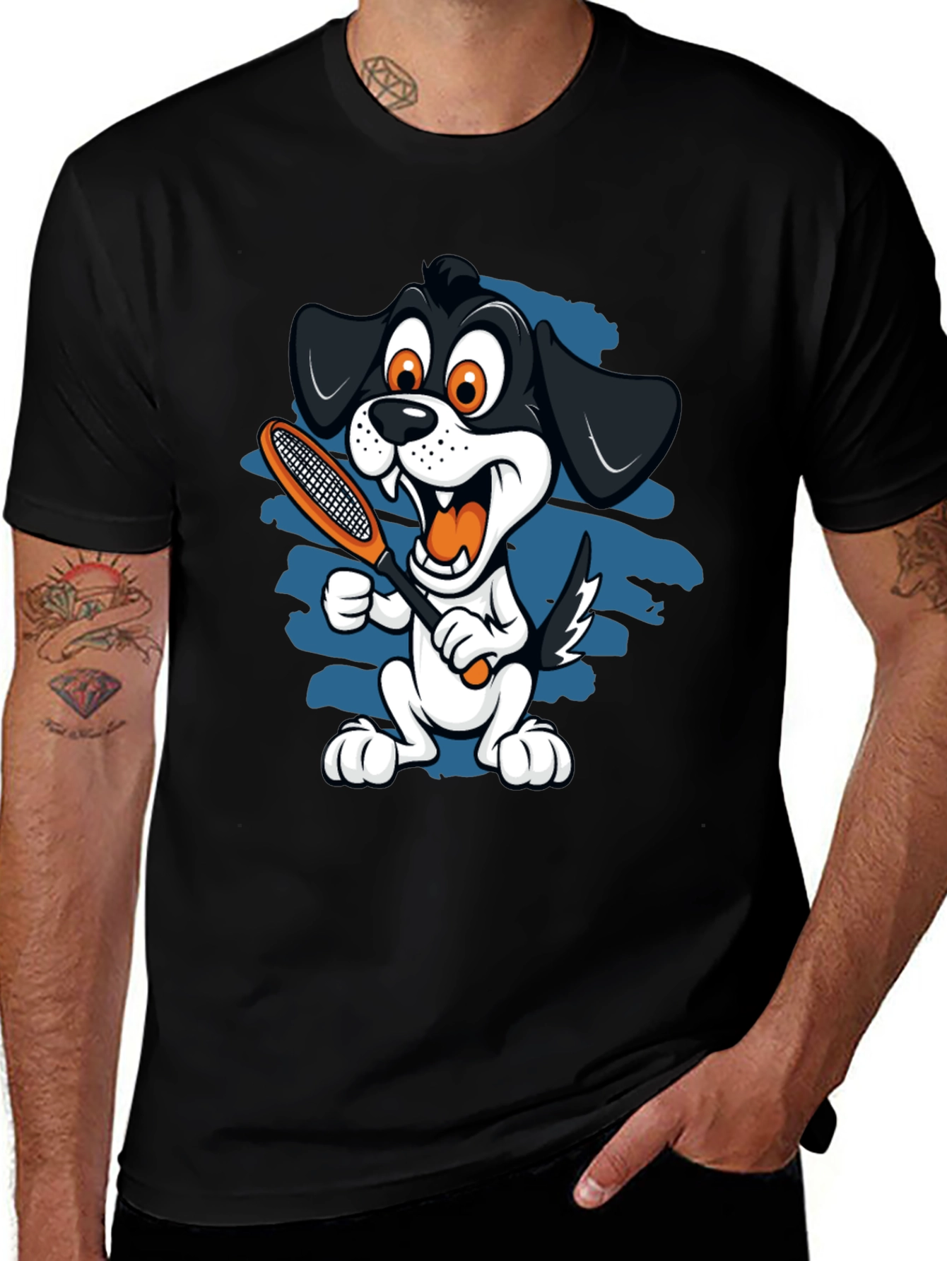 Cartoon Dog Tennis T-Shirt