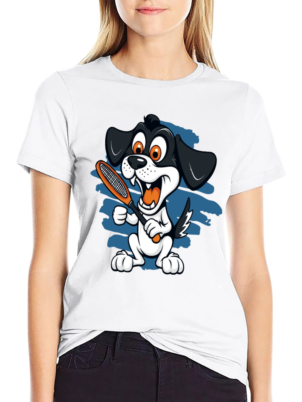 Cartoon Dog Tennis T-Shirt