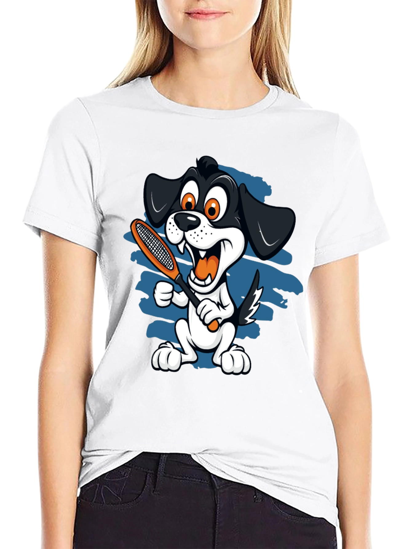 Cartoon Dog Tennis T-Shirt
