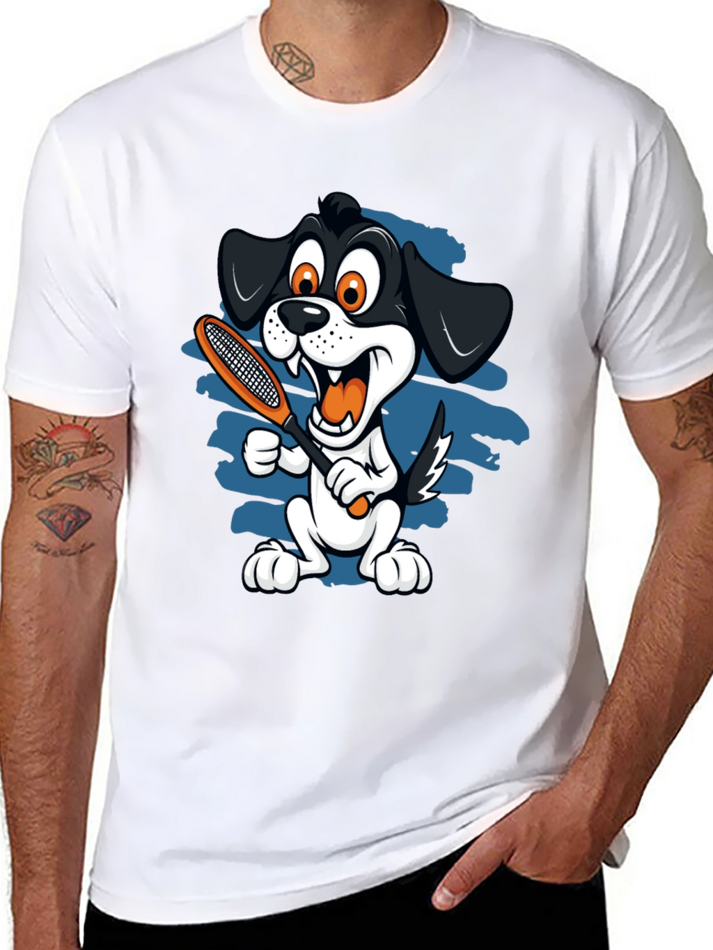 Cartoon Dog Tennis T-Shirt
