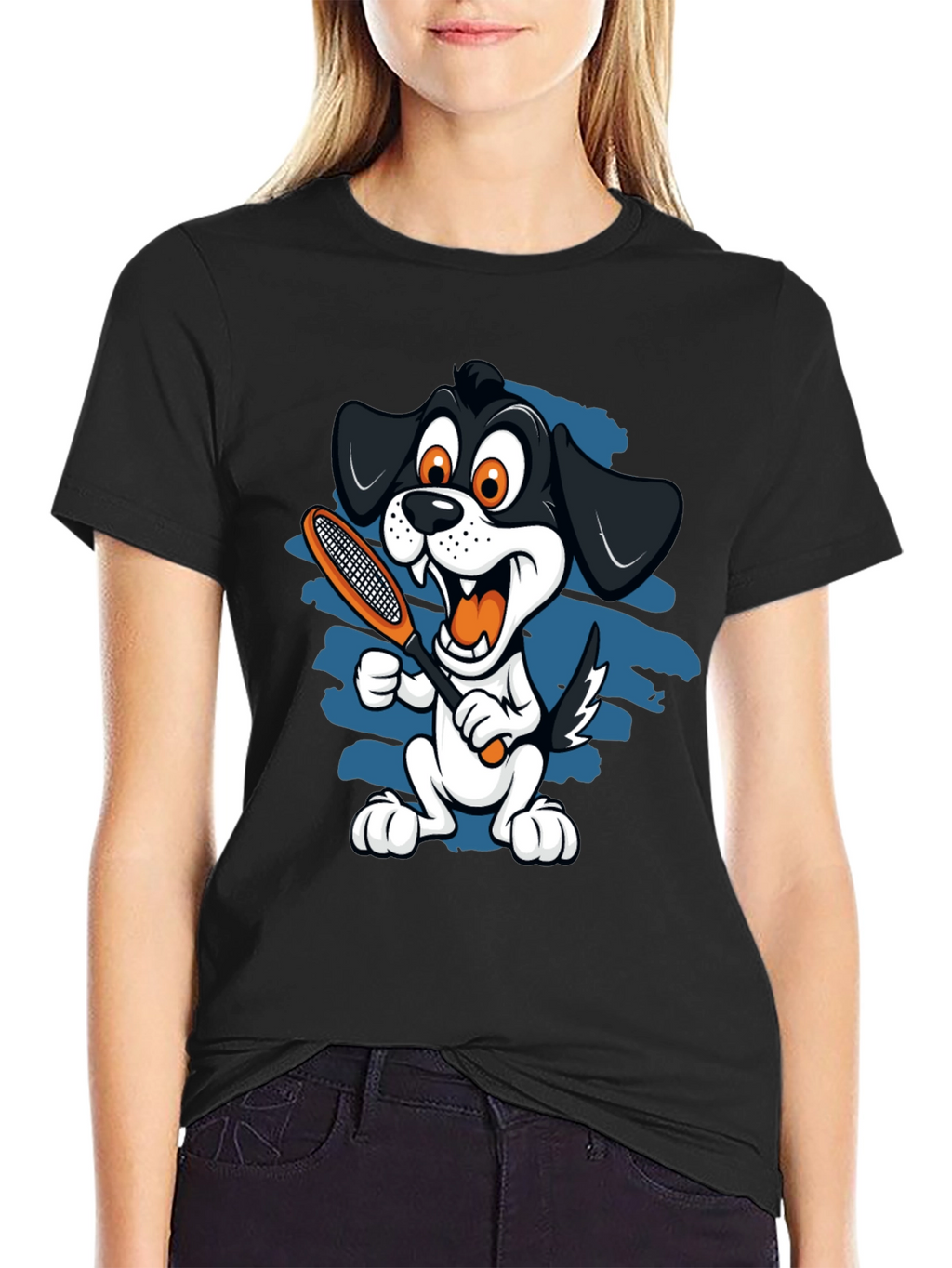 Cartoon Dog Tennis T-Shirt