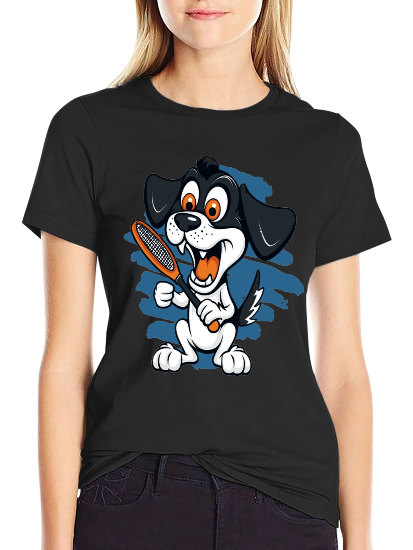 Cartoon Dog Tennis T-Shirt