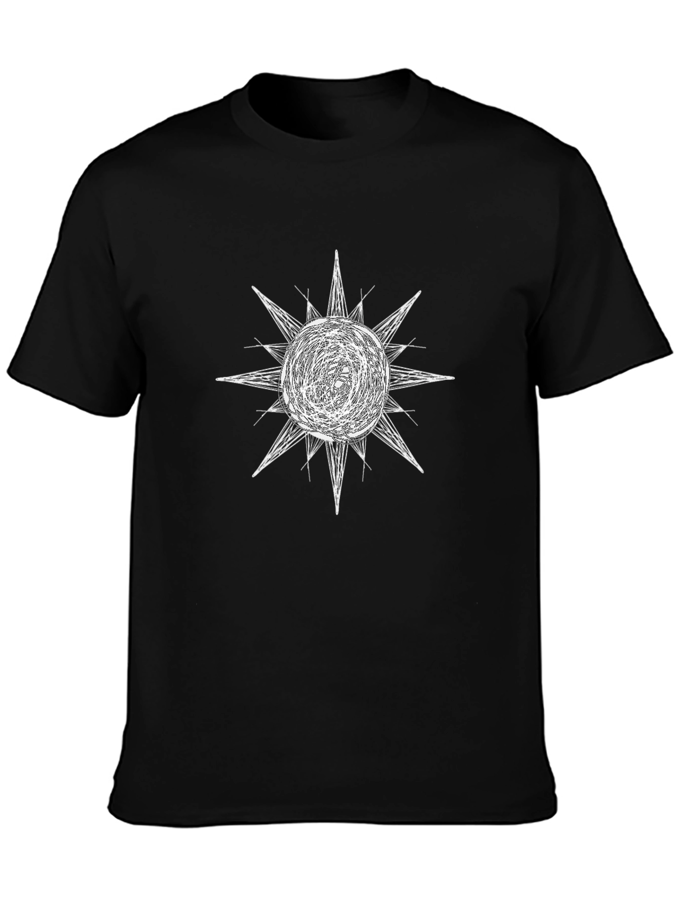 Abstract Sun Graphic Black T-Shirt