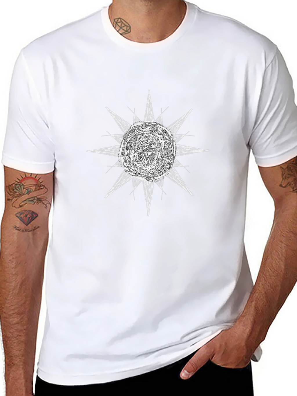 Abstract Sun Graphic Black T-Shirt