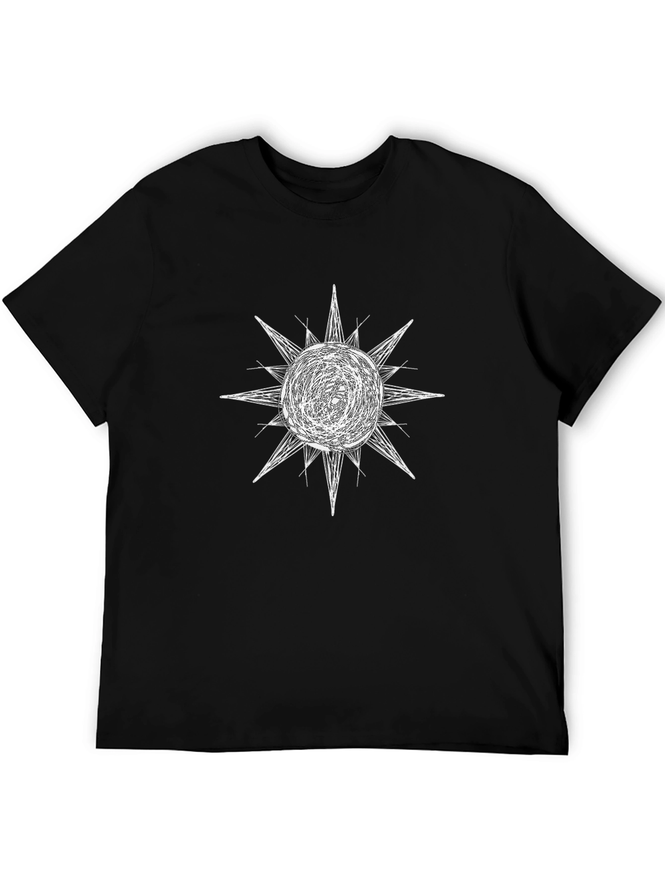 Abstract Sun Graphic Black T-Shirt