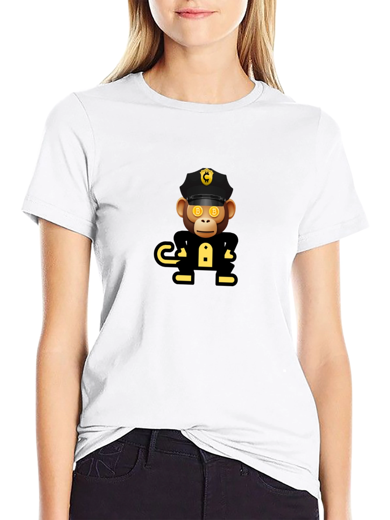 Bitcoin Ape Officer Black T-Shirt