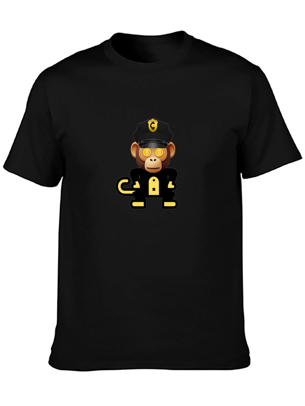 Bitcoin Ape Officer Black T-Shirt