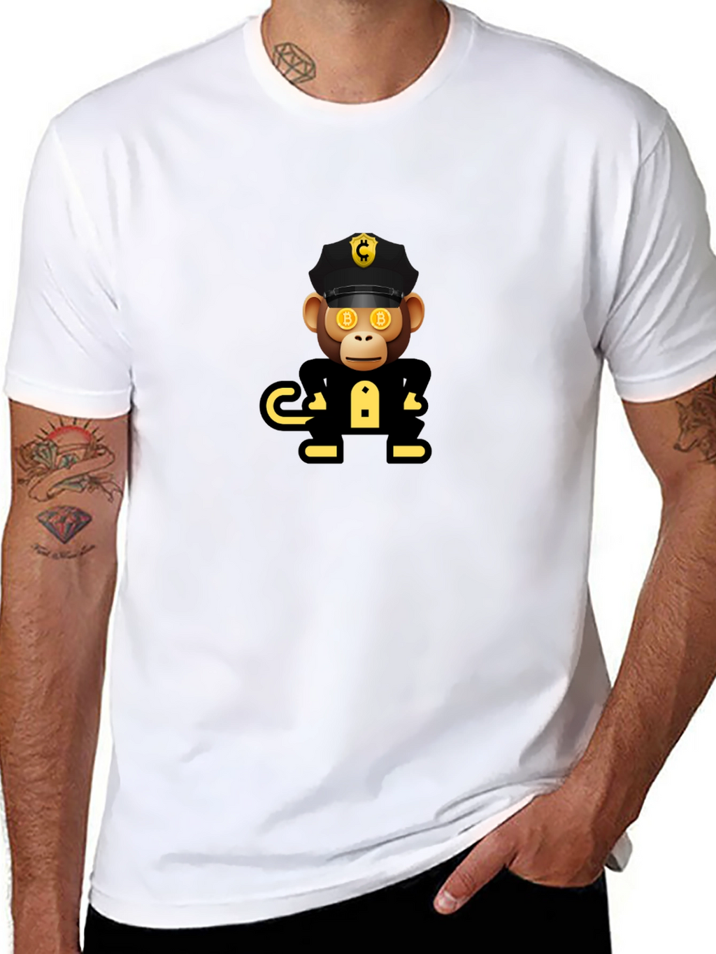 Bitcoin Ape Officer Black T-Shirt