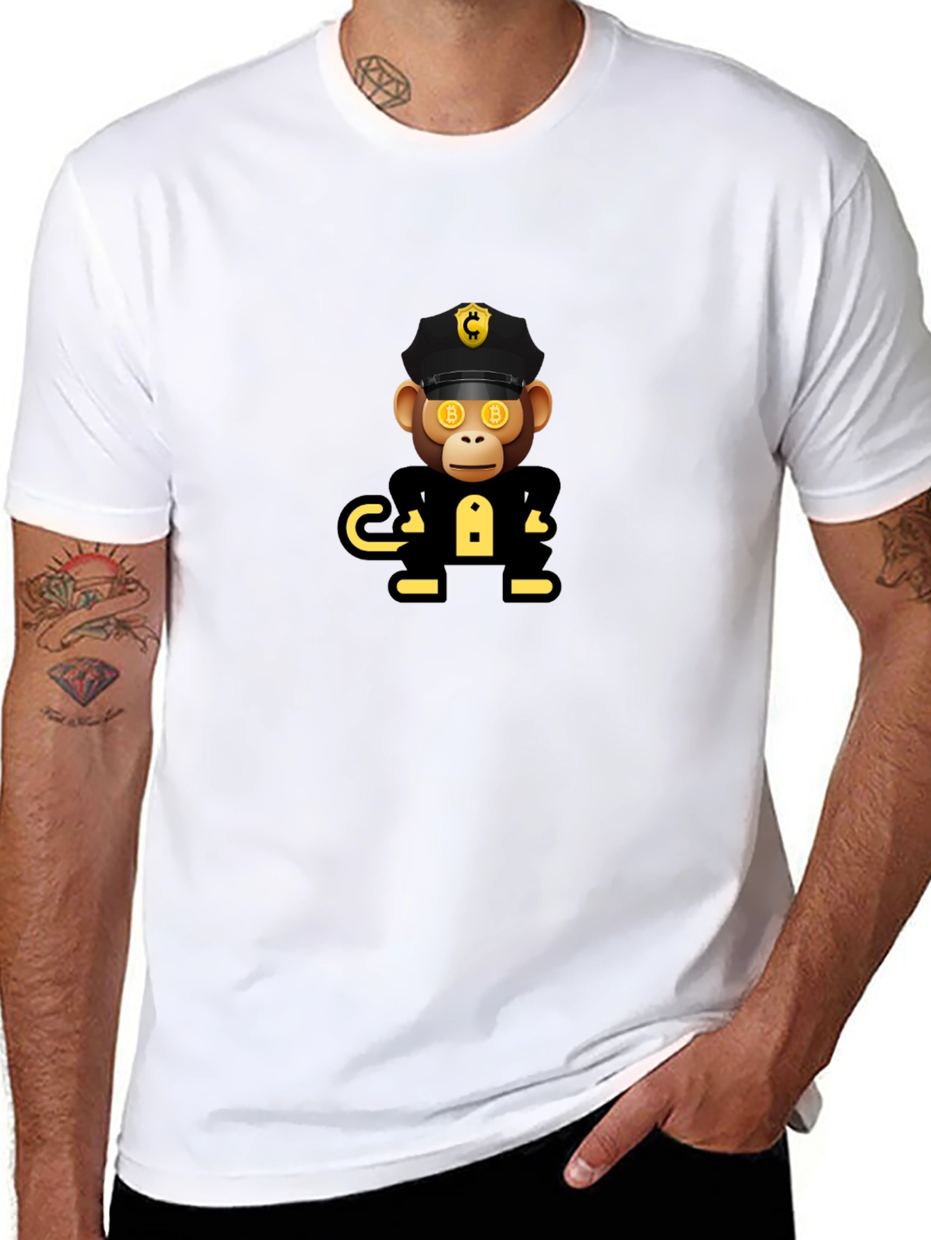 Bitcoin Ape Officer Black T-Shirt