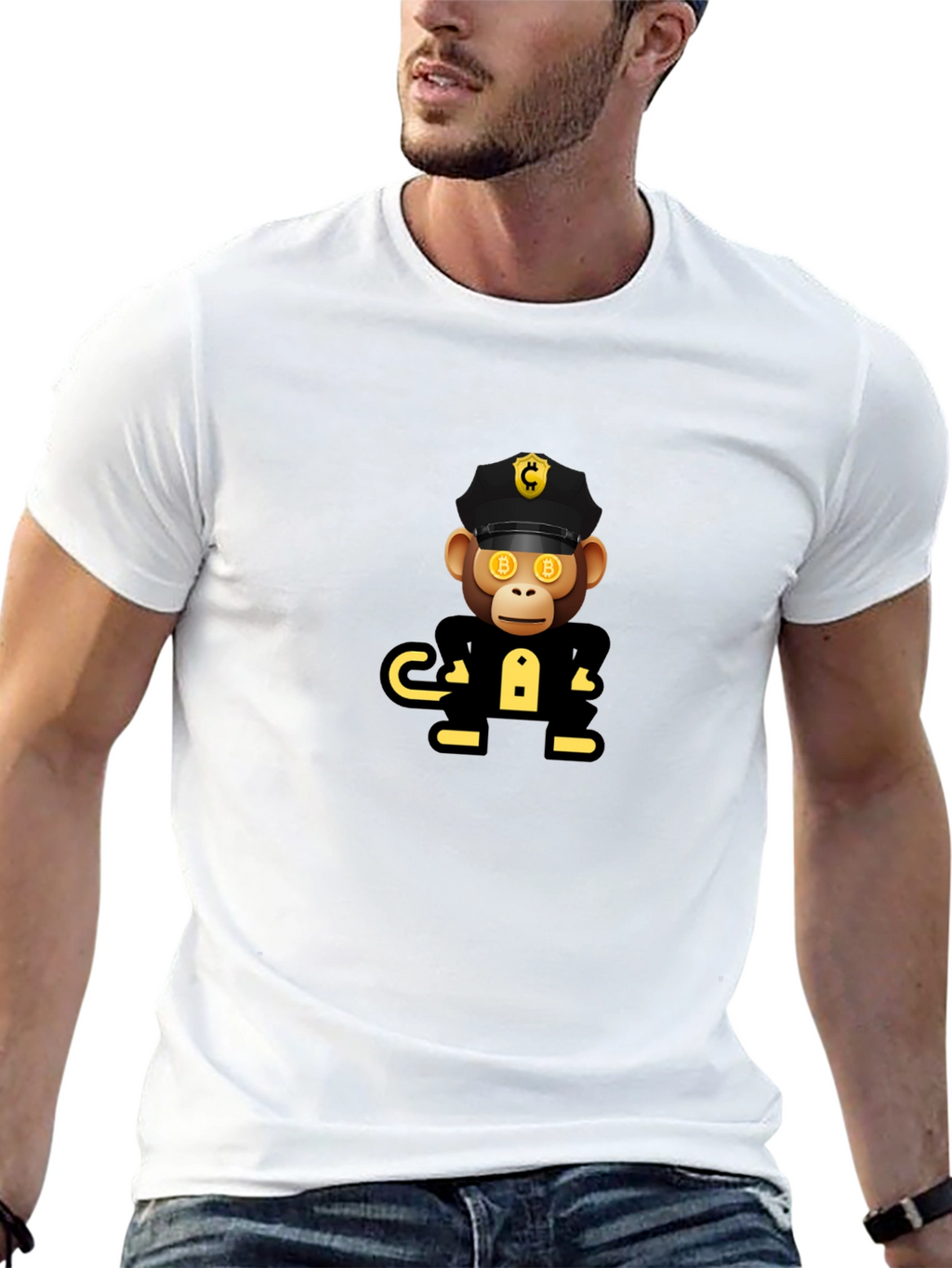 Bitcoin Ape Officer Black T-Shirt