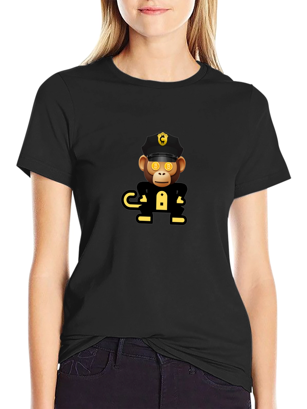 Bitcoin Ape Officer Black T-Shirt