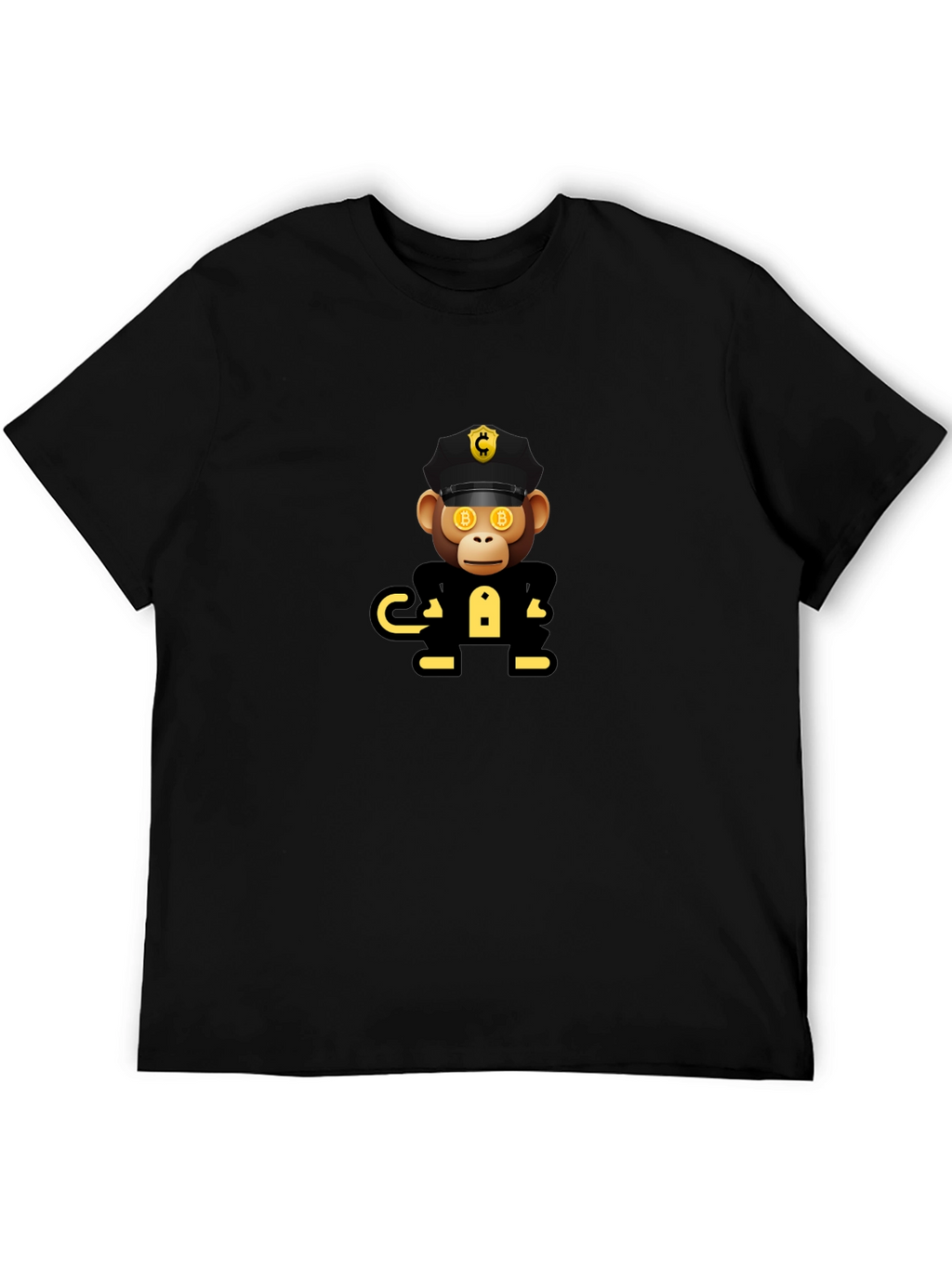 Bitcoin Ape Officer Black T-Shirt