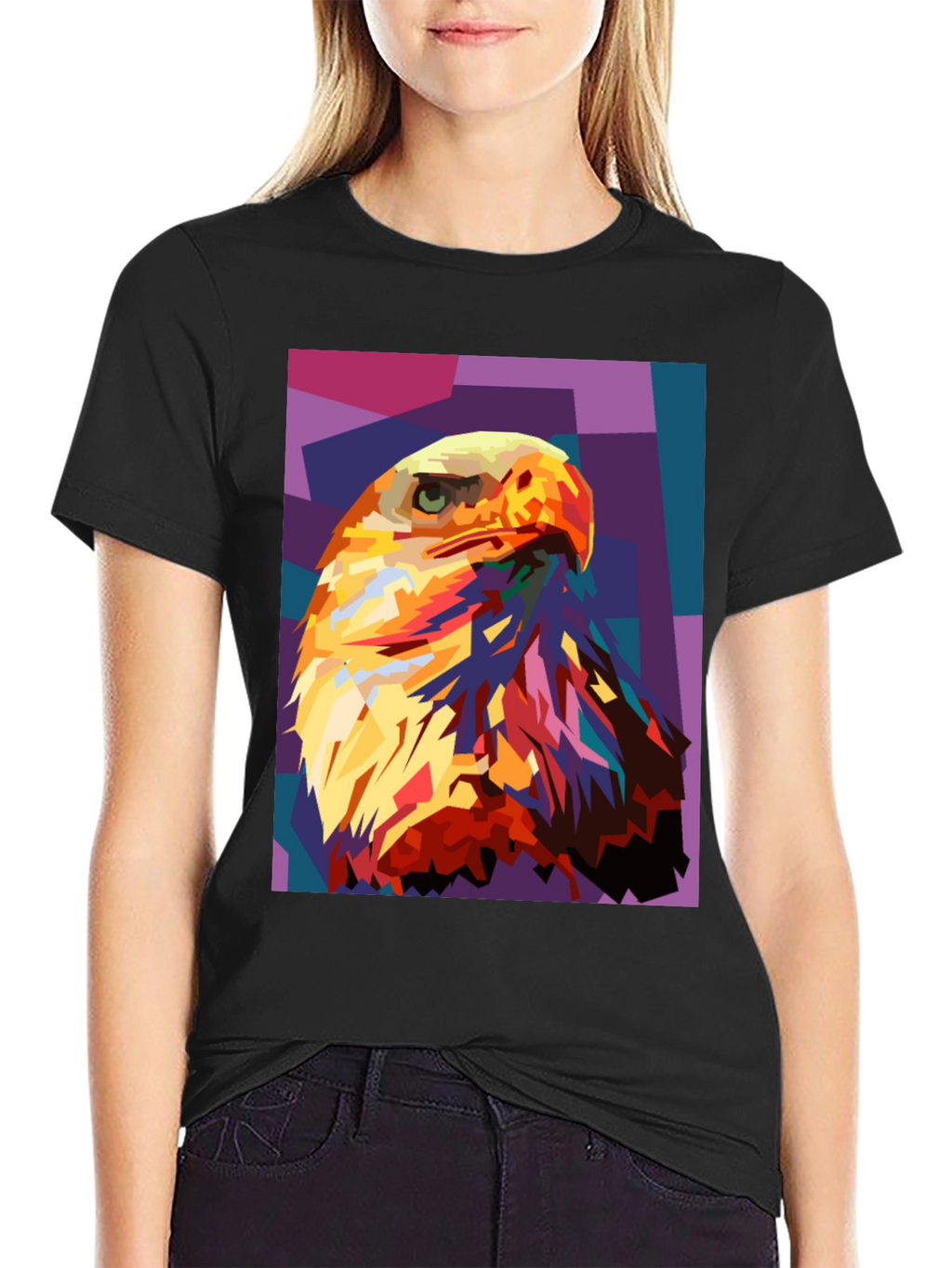Eagle Pop Art Graphic Black T-Shirt