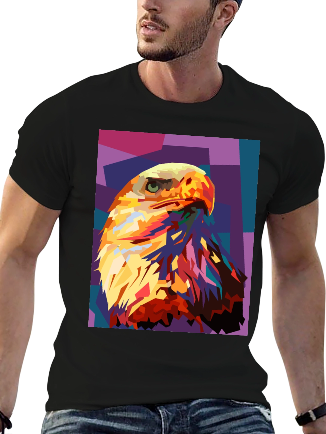 Eagle Pop Art Graphic Black T-Shirt