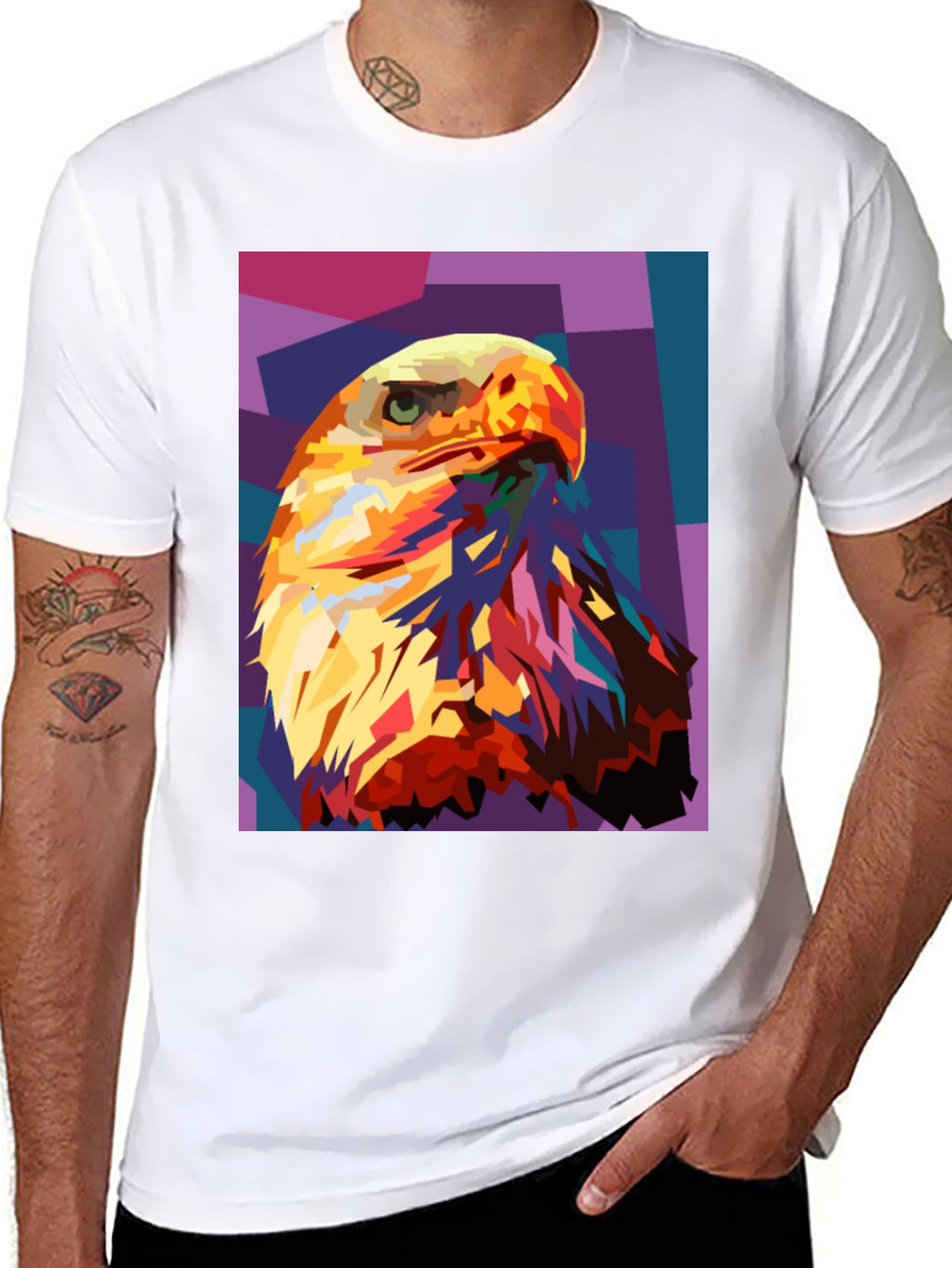 Eagle Pop Art Graphic Black T-Shirt