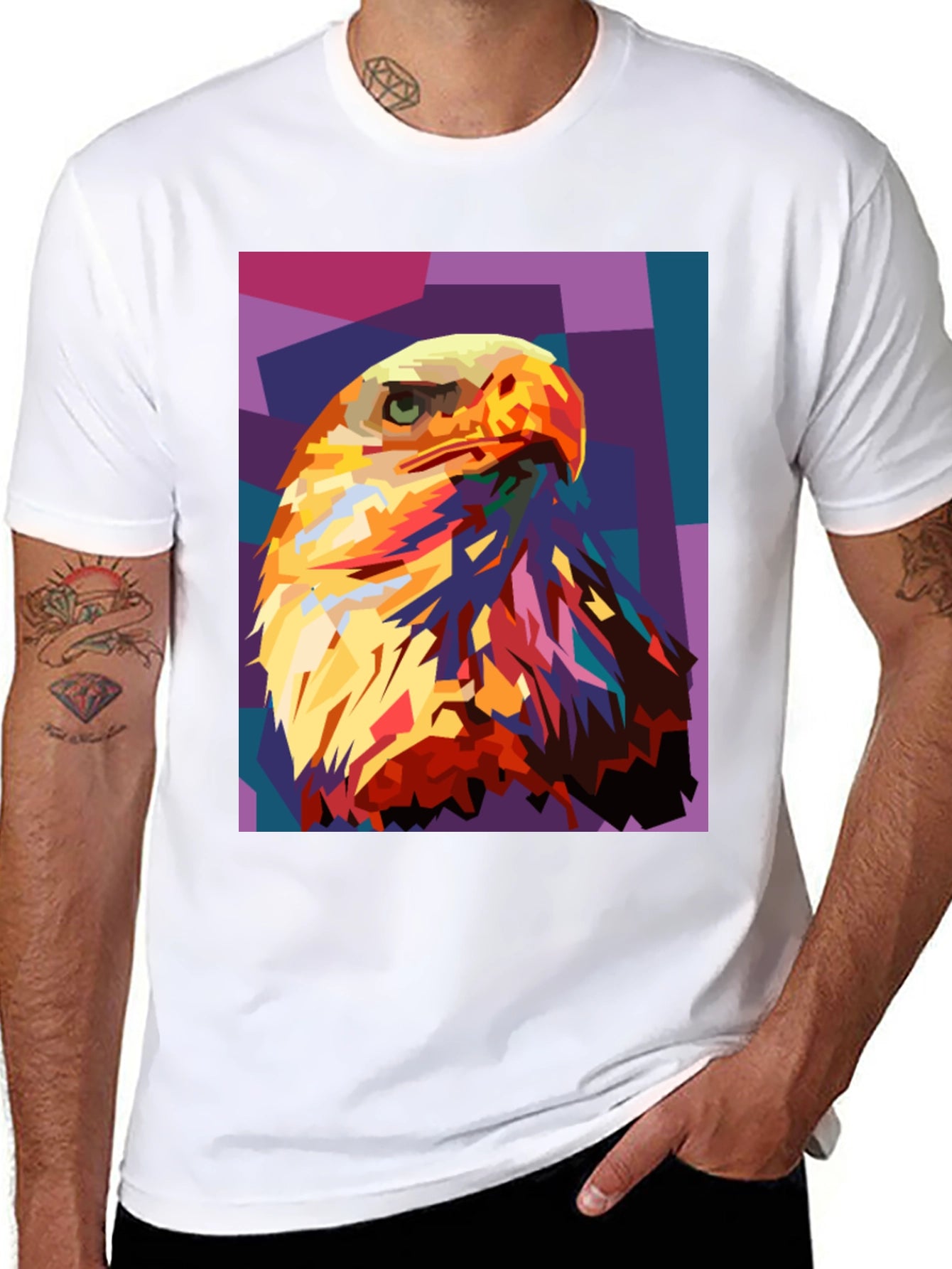 Eagle Pop Art Graphic Black T-Shirt