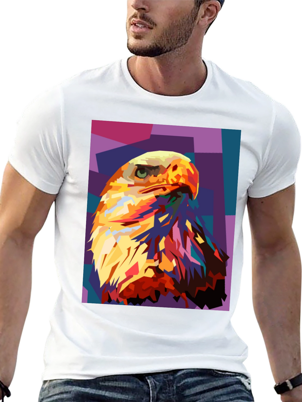 Eagle Pop Art Graphic Black T-Shirt
