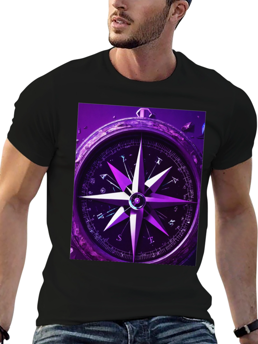 Compass Graphic T-Shirt - Black Cotton Tee