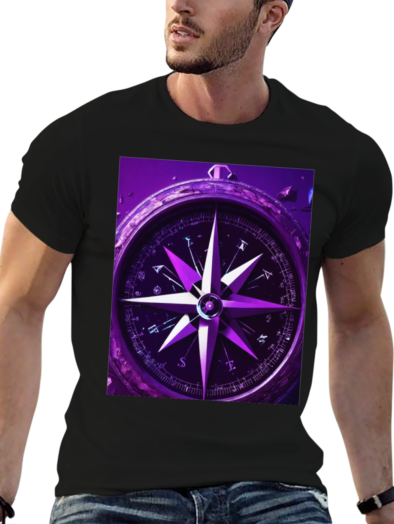 Compass Graphic T-Shirt - Black Cotton Tee