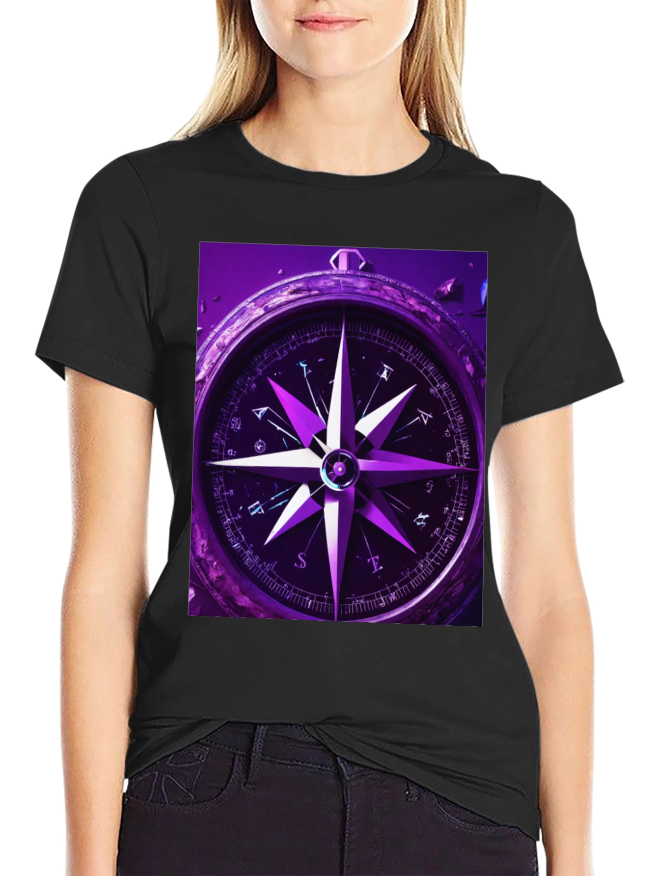 Compass Graphic T-Shirt - Black Cotton Tee