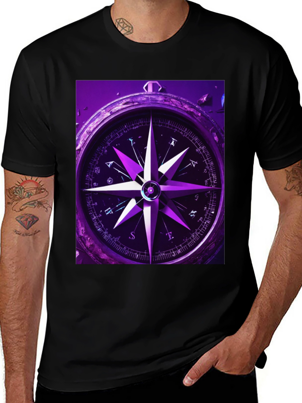 Compass Graphic T-Shirt - Black Cotton Tee