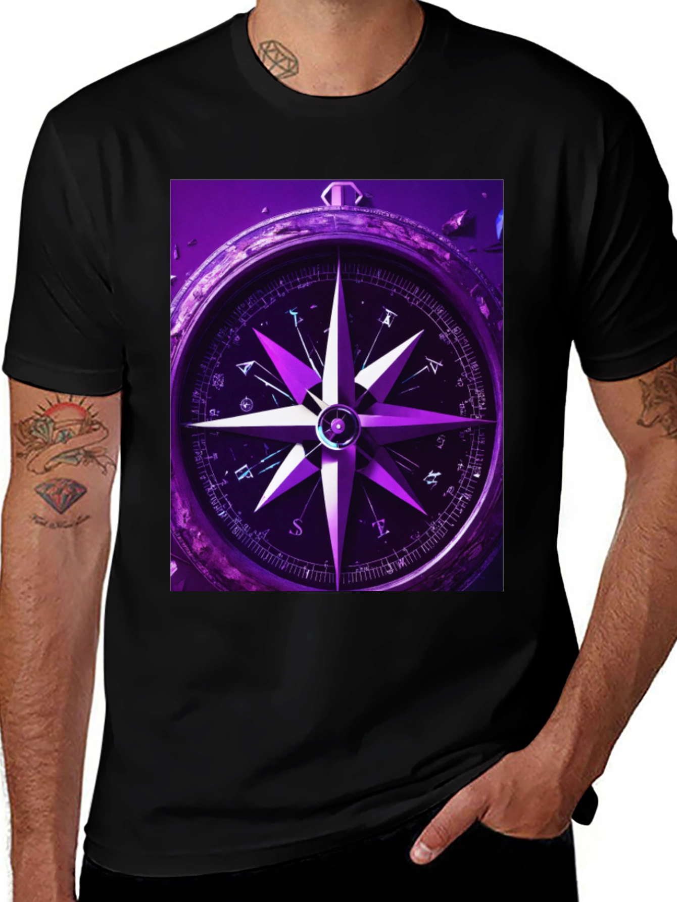 Compass Graphic T-Shirt - Black Cotton Tee