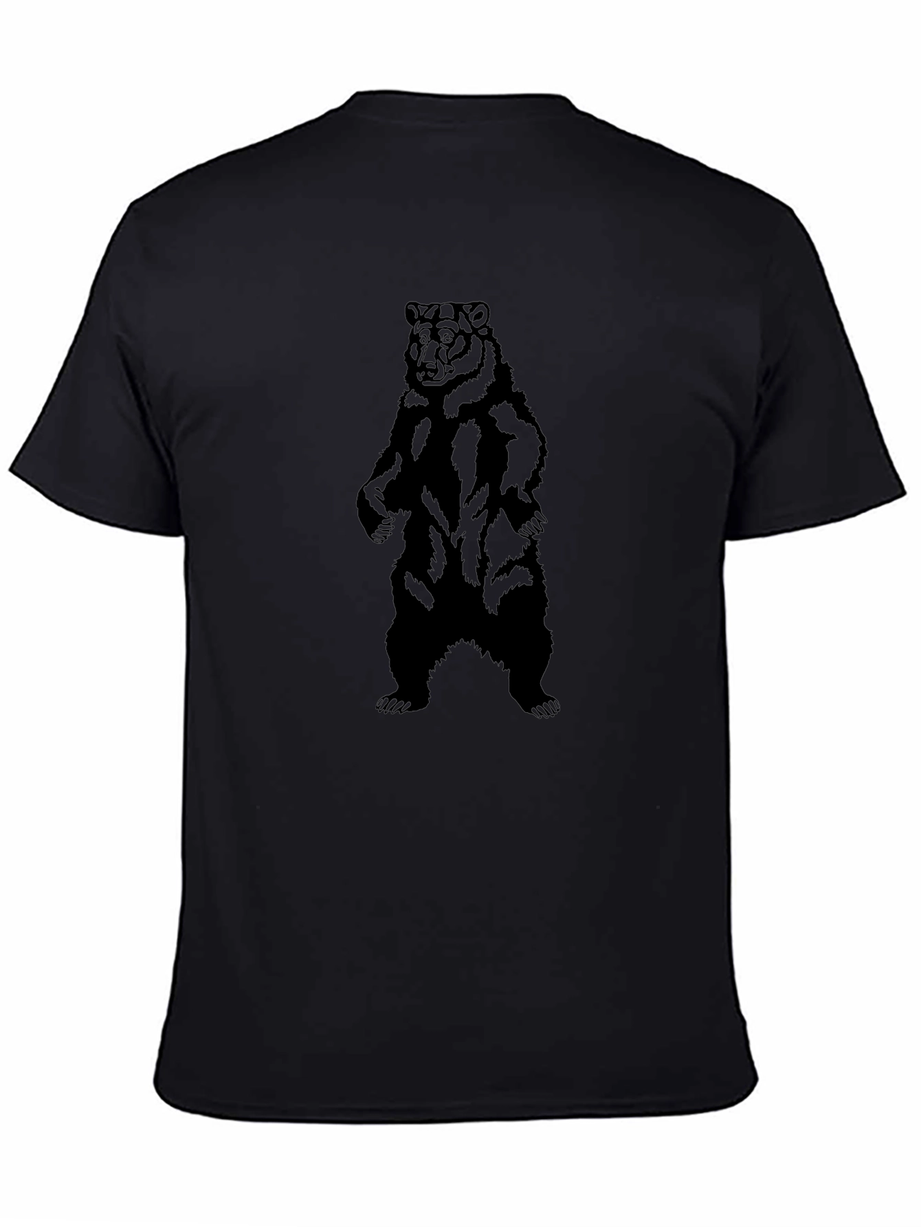 Bear Graphic Tee - Solid Black Comfort Fit Shirt