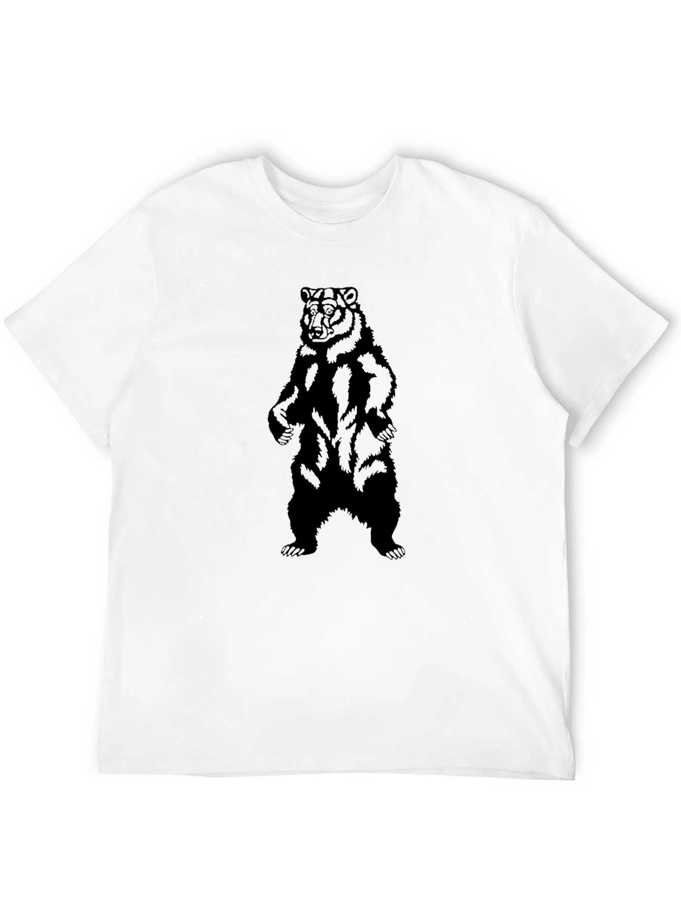 Bear Graphic Tee - Solid Black Comfort Fit Shirt