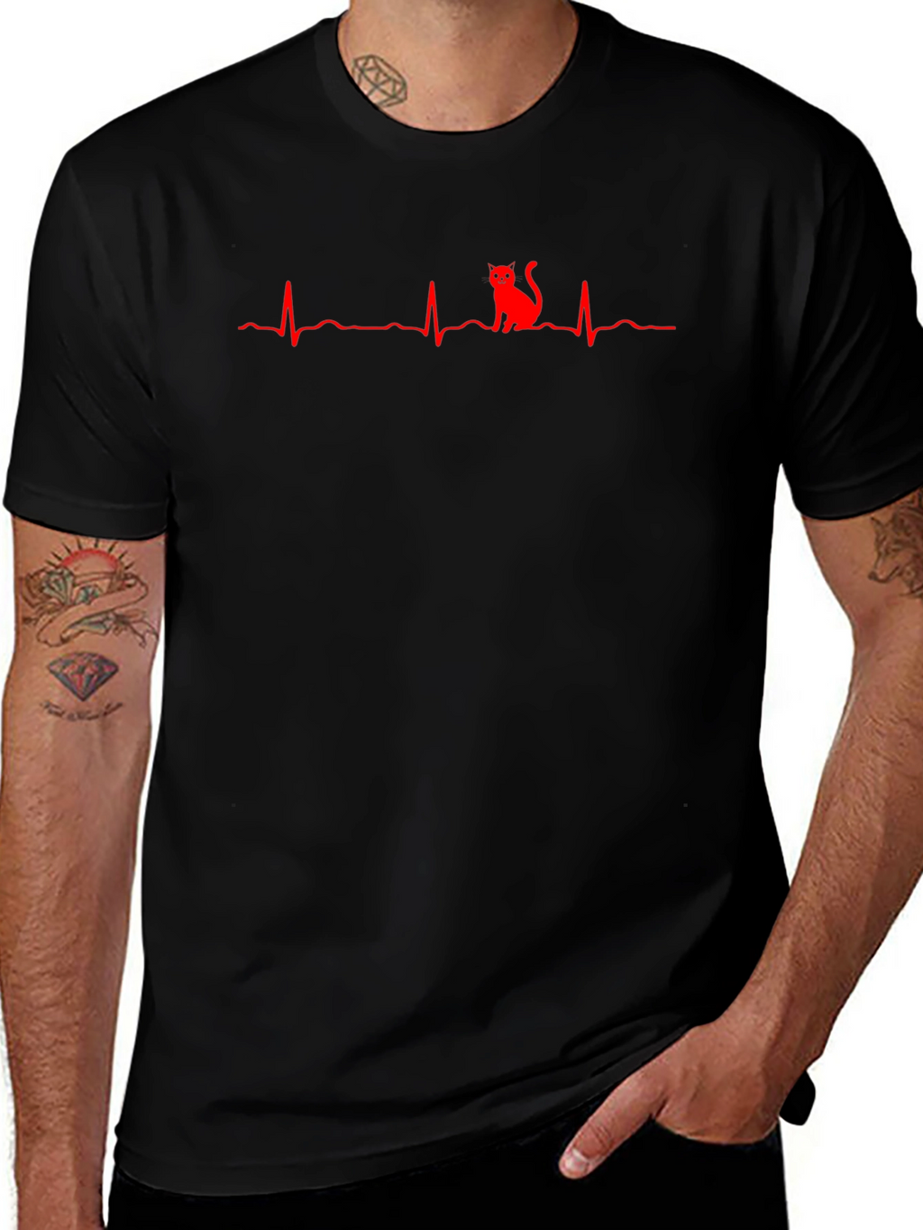 Cat Heartbeat T-Shirt - Novelty Graphic Tee