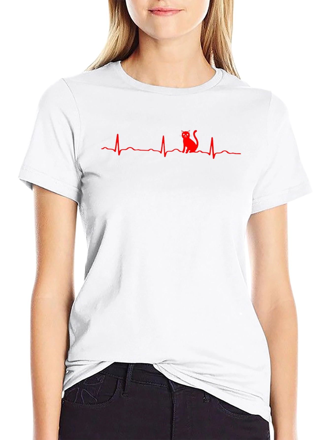 Cat Heartbeat T-Shirt - Novelty Graphic Tee