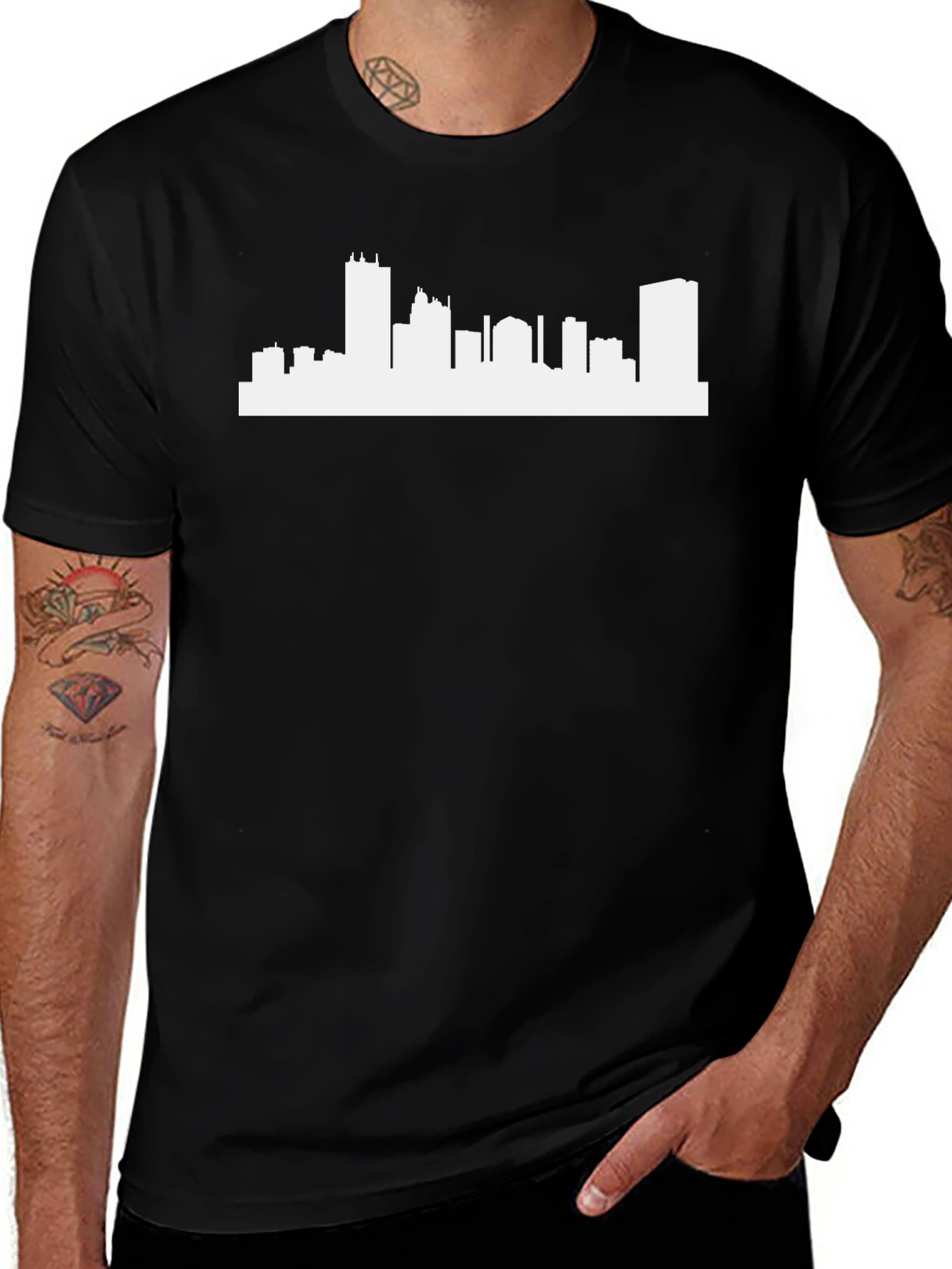 City Skyline T-Shirt - Black Graphic Tee