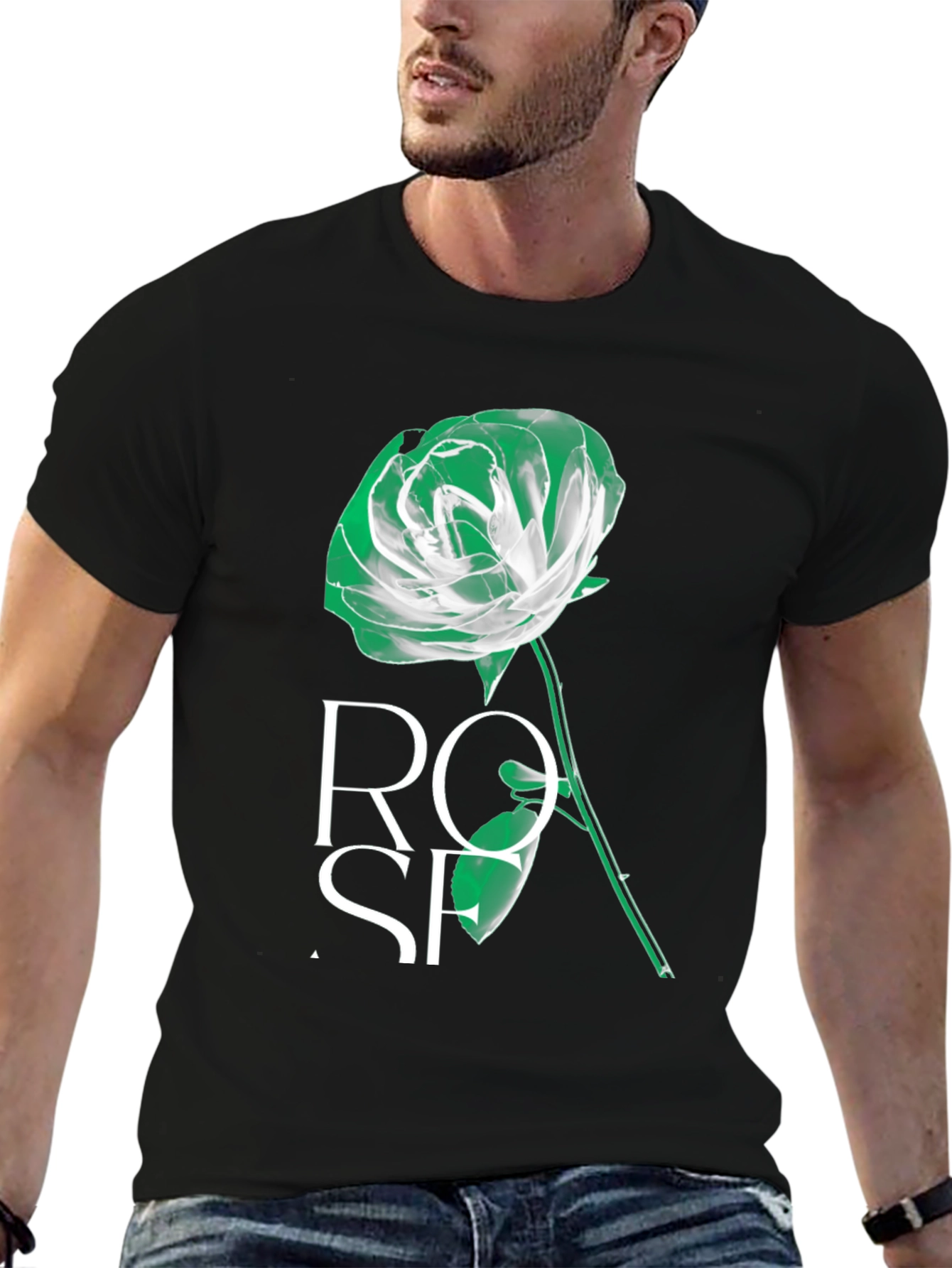Black Rose Graphic Tee - Stylish Mens T-Shirt